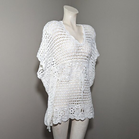 MICHAEL Michael Kors Loose Knit Caftan Top White Cover up XS - Picture 2 of 6